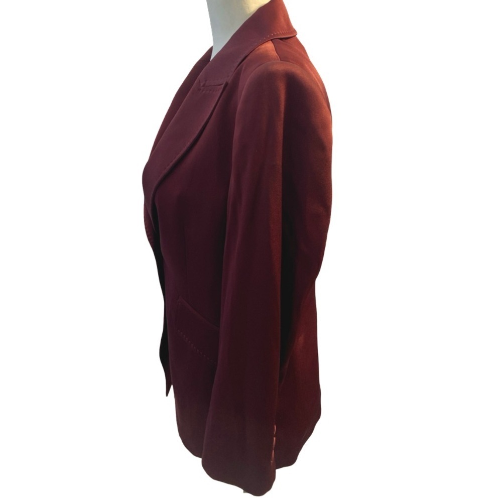 Marella By Max Mara Cognac Satin Jacket Size Small Pit 17 - Picture 8 of 17